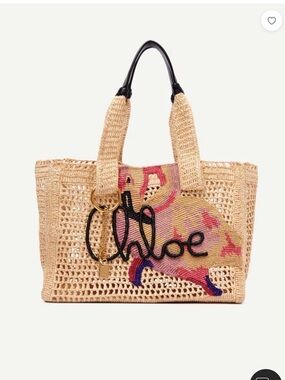 Chloe SUMMER BANANA EAST-WEST TOTE BAG IN RAFFIA